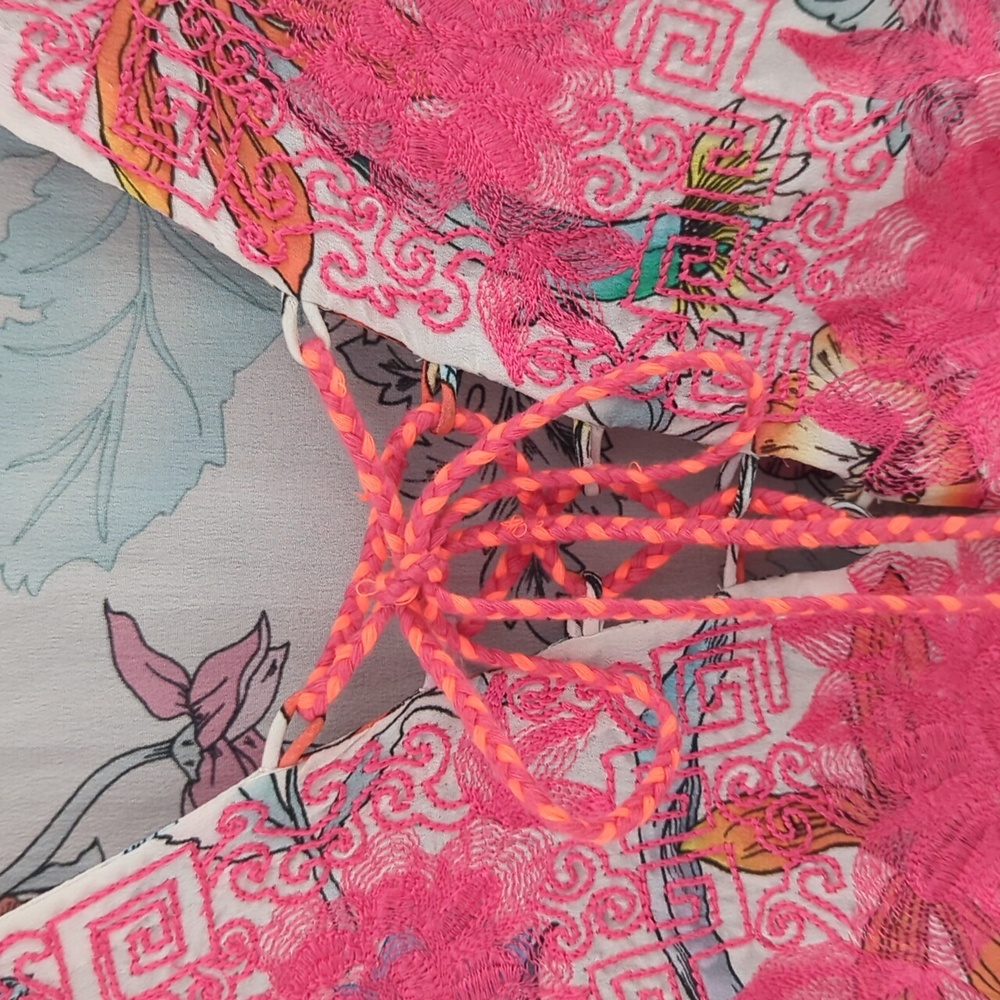 Taj By Sabrina Crippa Silk Floral Asymmetrical Embroidered Dress. - Picture 10 of 11